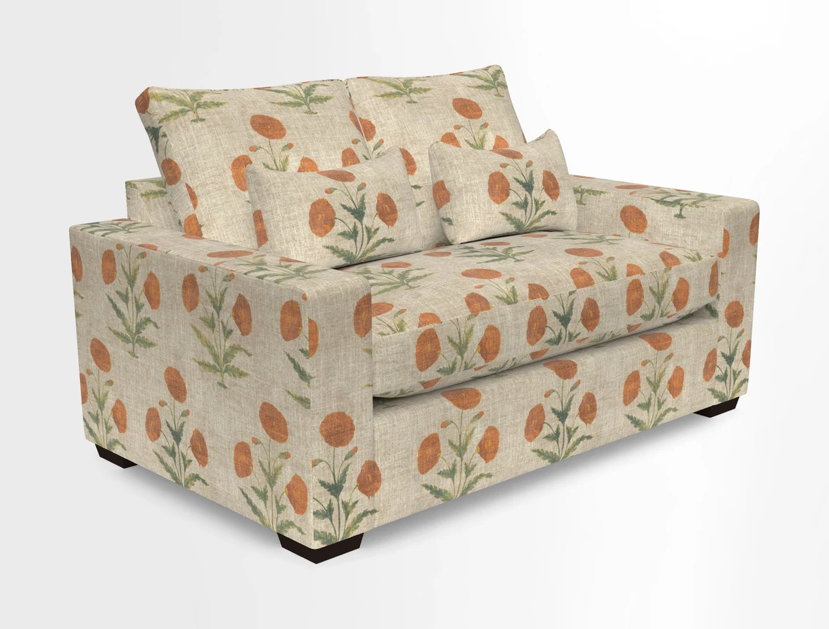 Linear 4 seater sofa in Harpers Bazaar Palette Studio Green with seat cushion in Linwood Romney Wool Forest