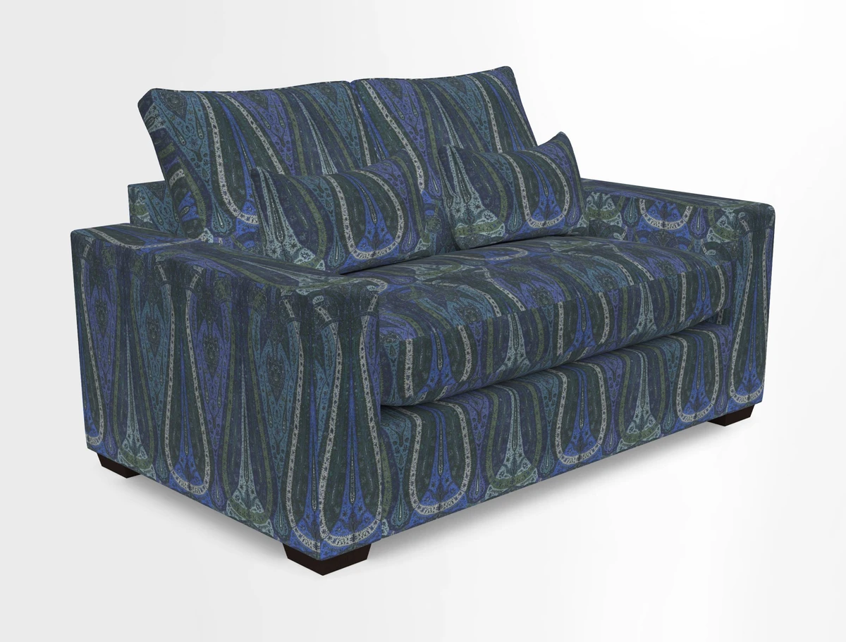Linear 4 seater sofa in Harpers Bazaar Palette Studio Green with seat cushion in Linwood Romney Wool Forest
