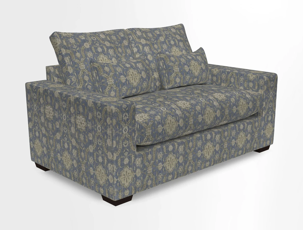 Linear 4 seater sofa in Harpers Bazaar Palette Studio Green with seat cushion in Linwood Romney Wool Forest