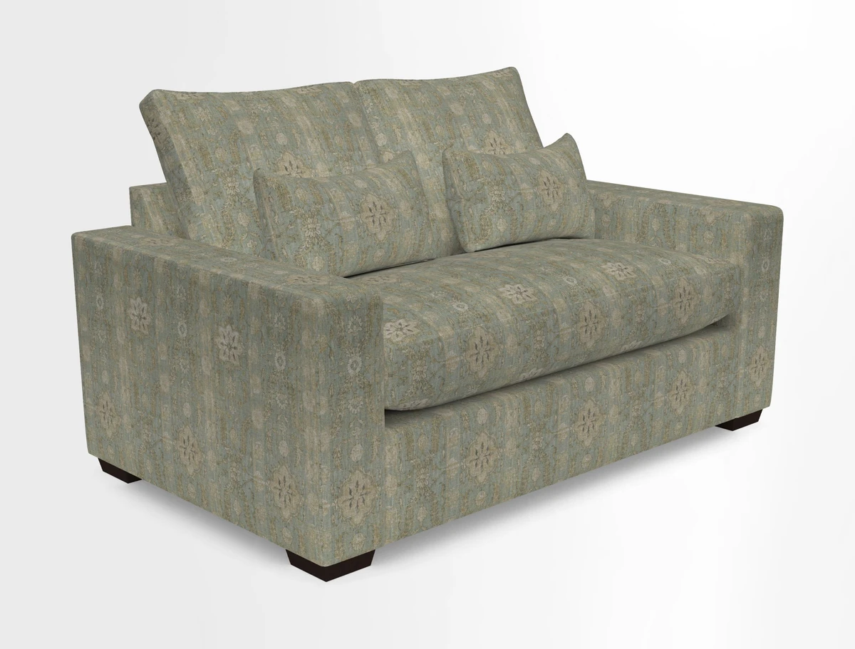 Linear 4 seater sofa in Harpers Bazaar Palette Studio Green with seat cushion in Linwood Romney Wool Forest