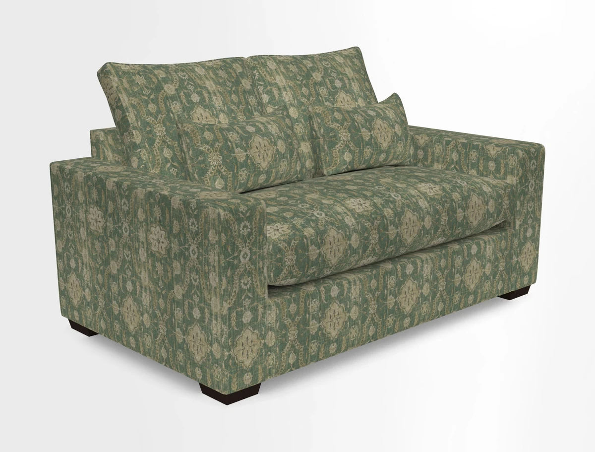 Linear 4 seater sofa in Harpers Bazaar Palette Studio Green with seat cushion in Linwood Romney Wool Forest