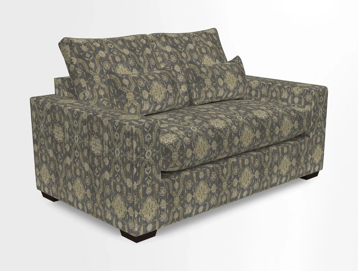 Linear 4 seater sofa in Harpers Bazaar Palette Studio Green with seat cushion in Linwood Romney Wool Forest