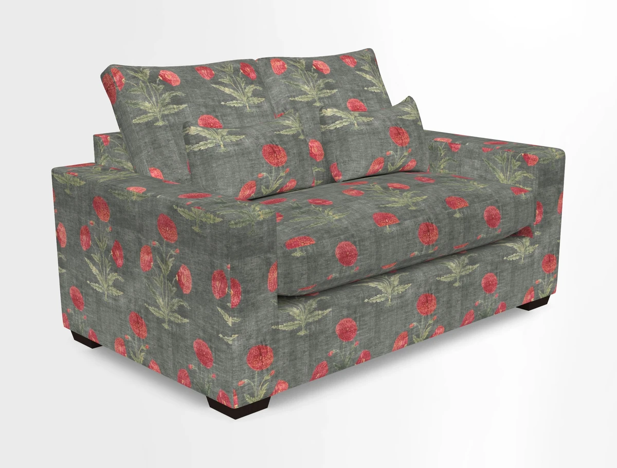 Linear 4 seater sofa in Harpers Bazaar Palette Studio Green with seat cushion in Linwood Romney Wool Forest