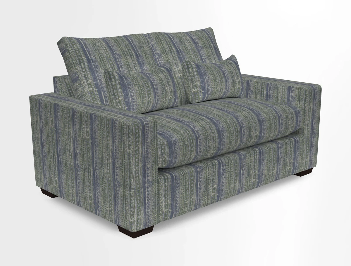 Linear 4 seater sofa in Harpers Bazaar Palette Studio Green with seat cushion in Linwood Romney Wool Forest
