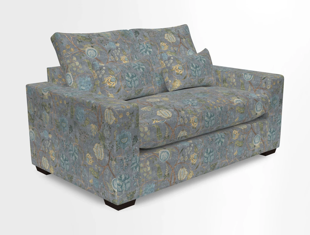 Linear 4 seater sofa in Harpers Bazaar Palette Studio Green with seat cushion in Linwood Romney Wool Forest