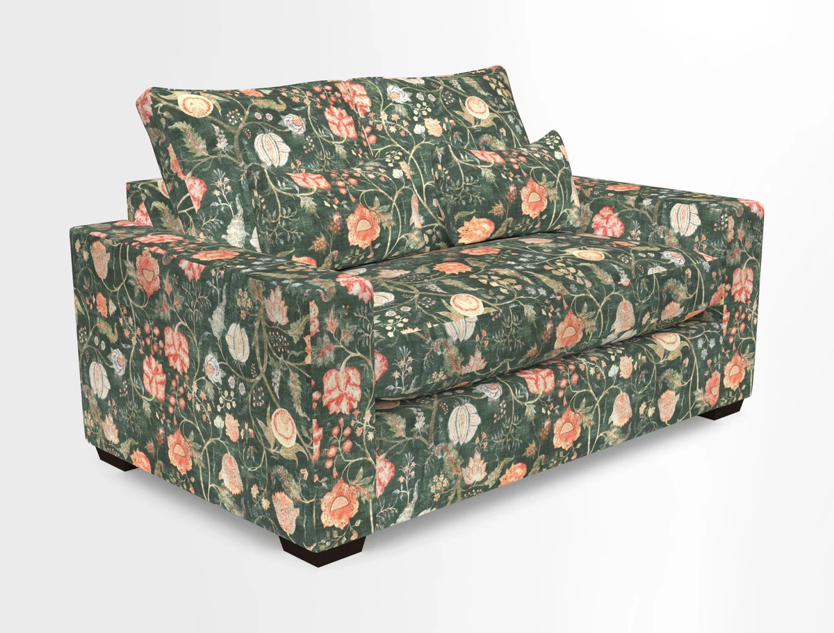 Linear 4 seater sofa in Harpers Bazaar Palette Studio Green with seat cushion in Linwood Romney Wool Forest
