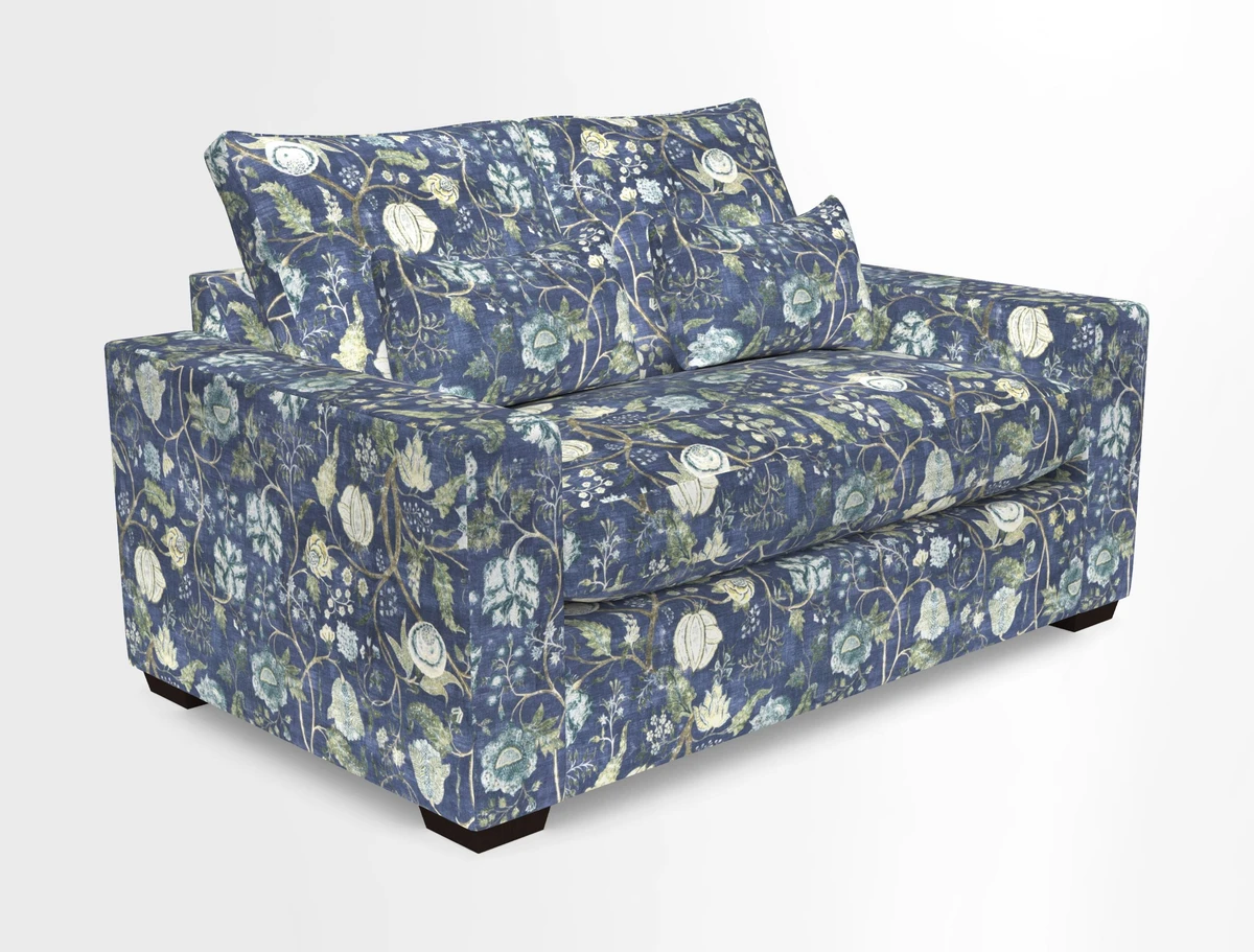 Linear 4 seater sofa in Harpers Bazaar Palette Studio Green with seat cushion in Linwood Romney Wool Forest