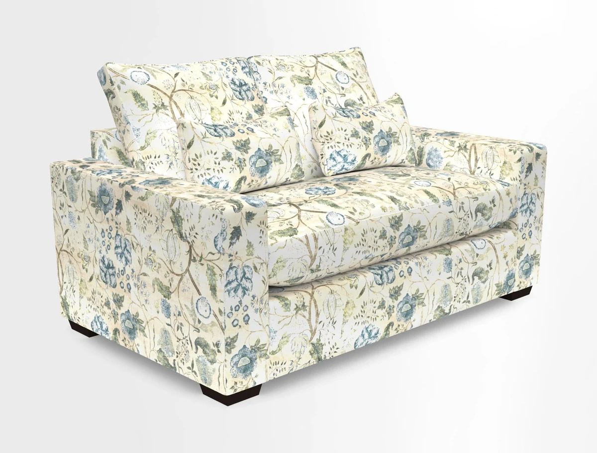 Linear 4 seater sofa in Harpers Bazaar Palette Studio Green with seat cushion in Linwood Romney Wool Forest