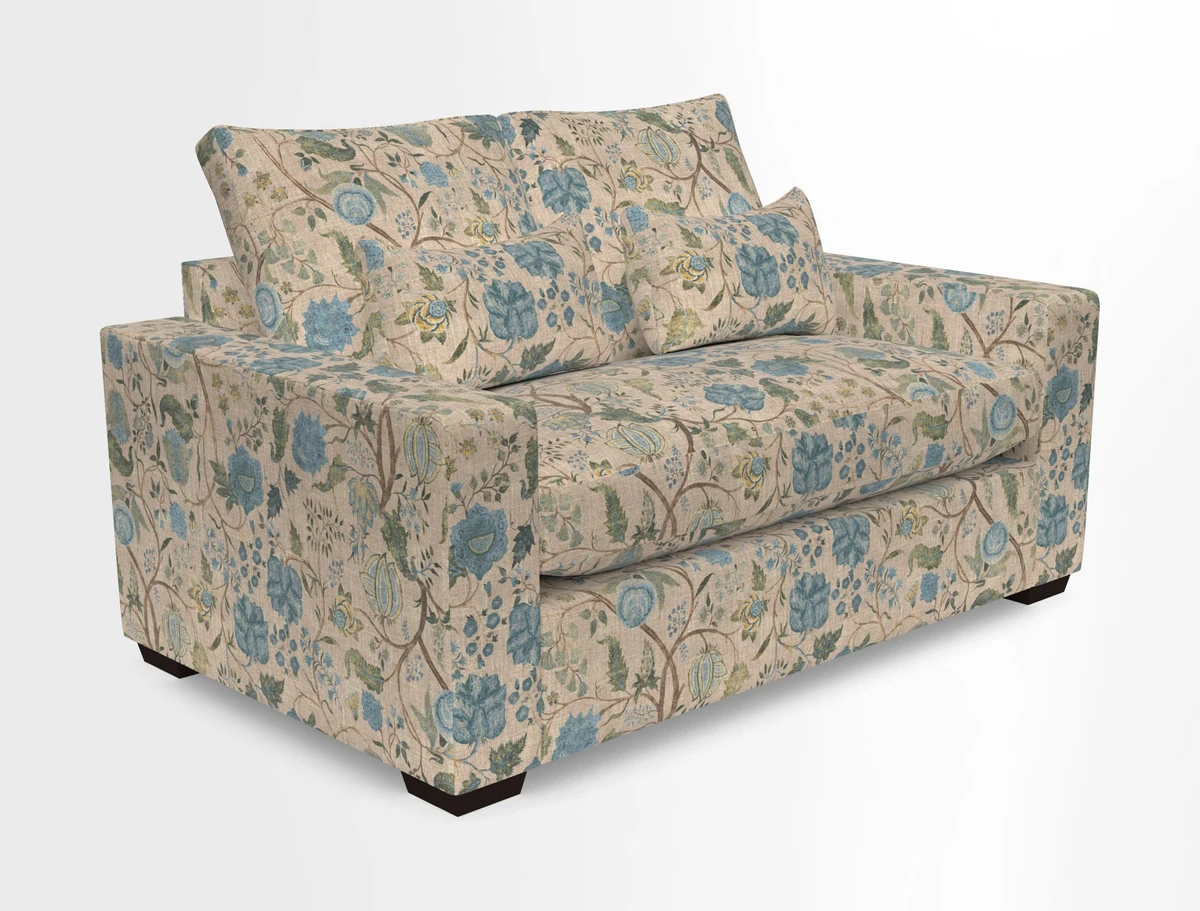 Linear 4 seater sofa in Harpers Bazaar Palette Studio Green with seat cushion in Linwood Romney Wool Forest
