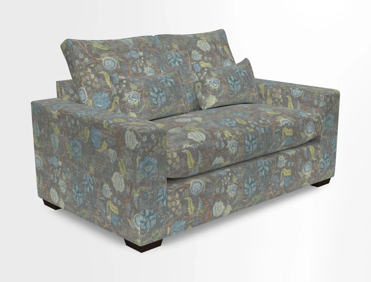 Linear 4 seater sofa in Harpers Bazaar Palette Studio Green with seat cushion in Linwood Romney Wool Forest