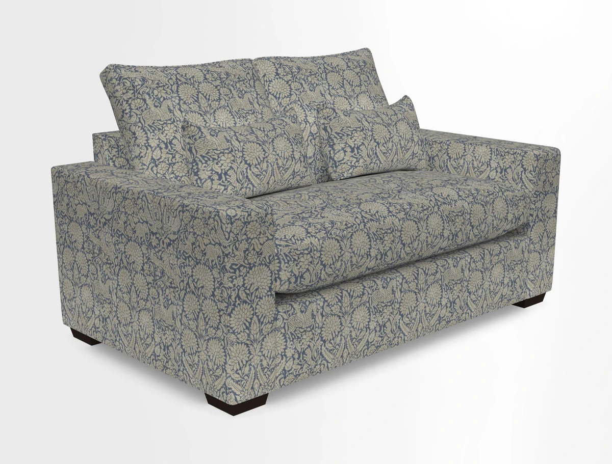 Linear 4 seater sofa in Harpers Bazaar Palette Studio Green with seat cushion in Linwood Romney Wool Forest