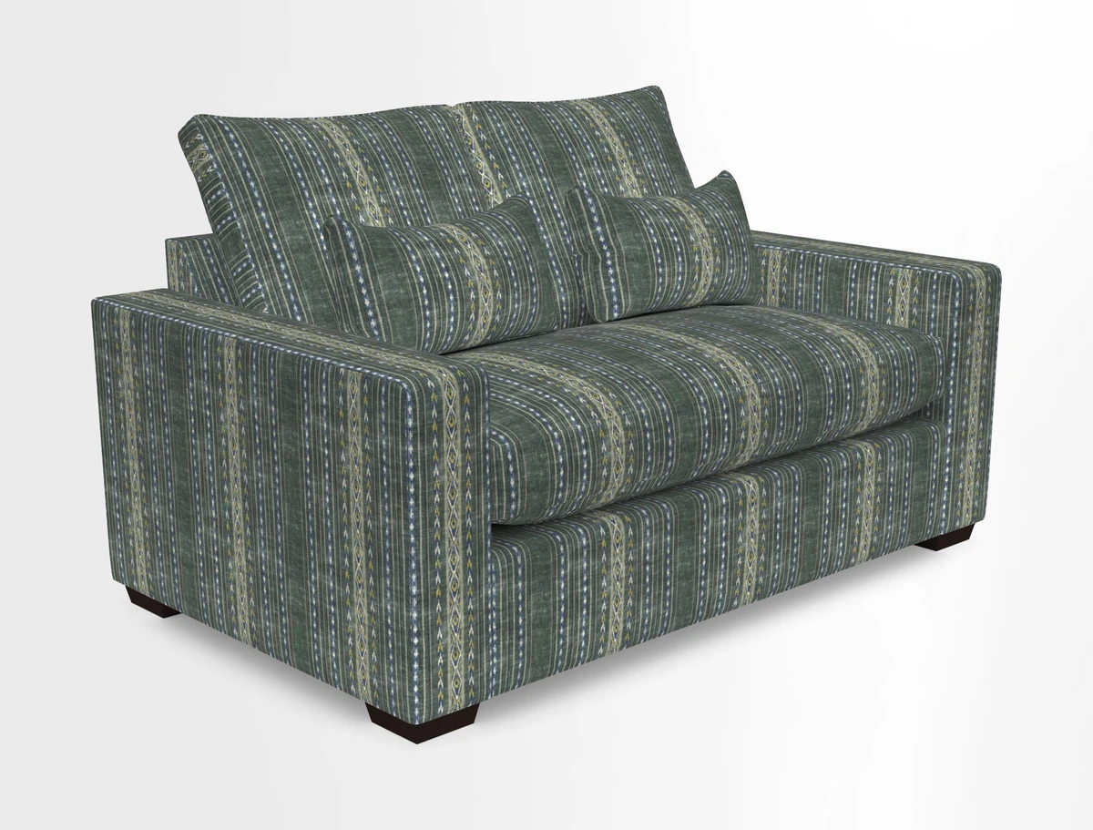Linear 4 seater sofa in Harpers Bazaar Palette Studio Green with seat cushion in Linwood Romney Wool Forest