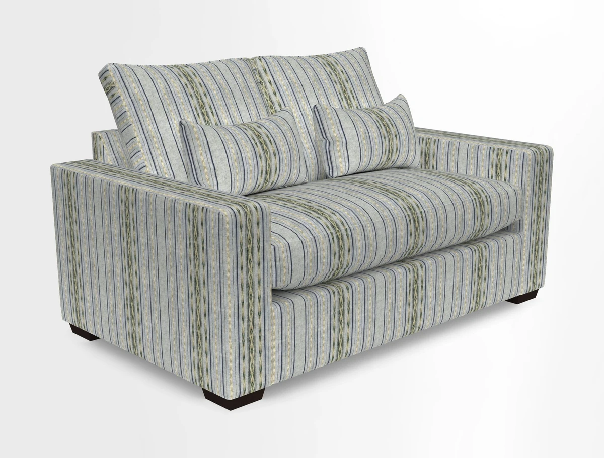 Linear 4 seater sofa in Harpers Bazaar Palette Studio Green with seat cushion in Linwood Romney Wool Forest