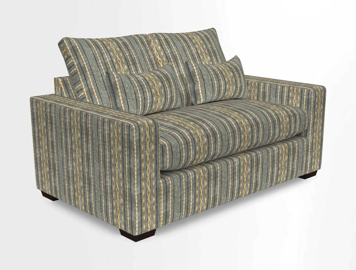 Linear 4 seater sofa in Harpers Bazaar Palette Studio Green with seat cushion in Linwood Romney Wool Forest