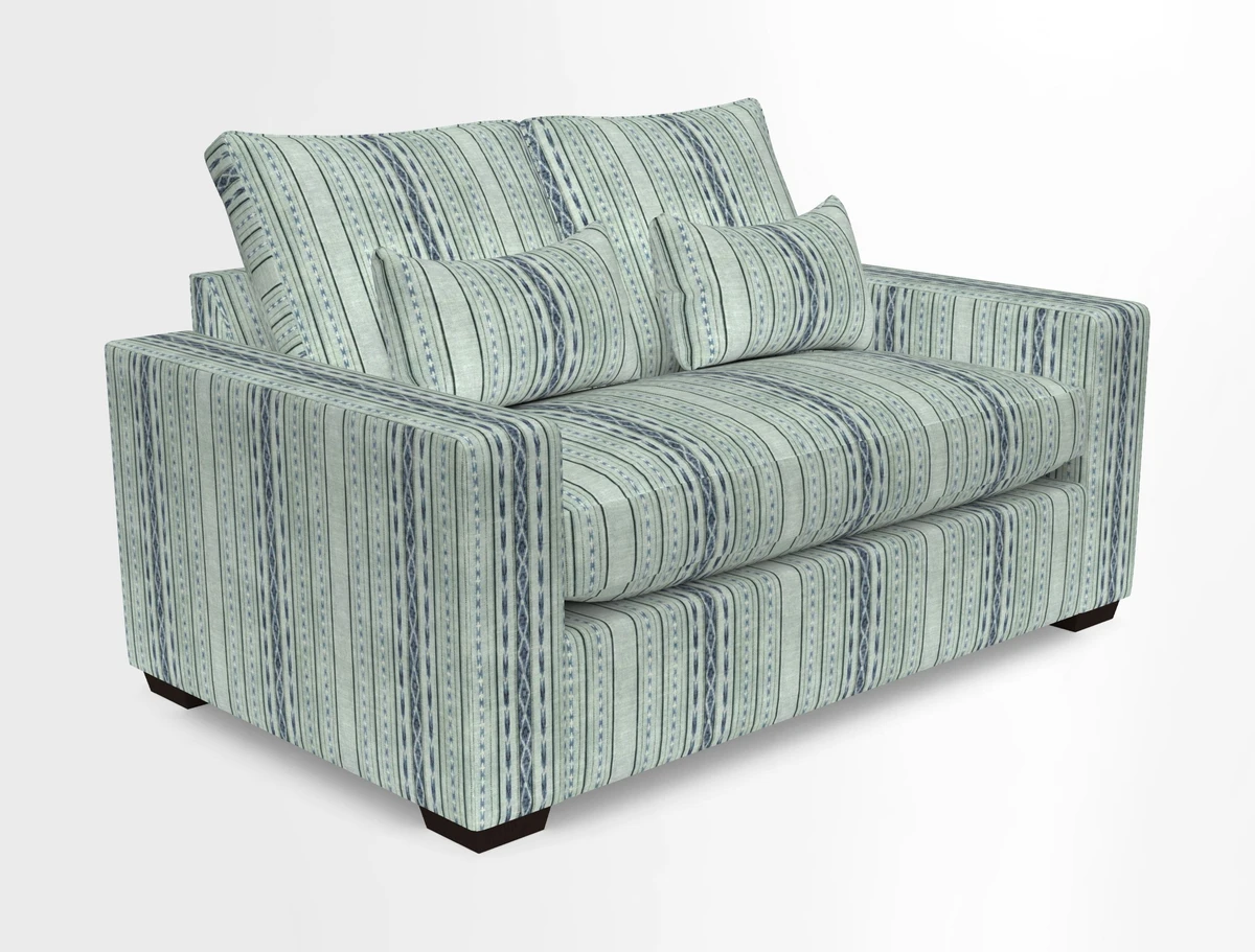 Linear 4 seater sofa in Harpers Bazaar Palette Studio Green with seat cushion in Linwood Romney Wool Forest