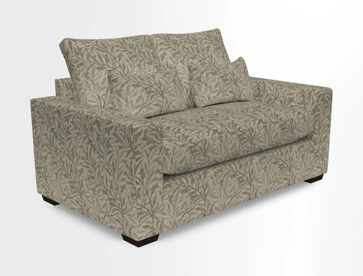 Linear 4 seater sofa in Harpers Bazaar Palette Studio Green with seat cushion in Linwood Romney Wool Forest