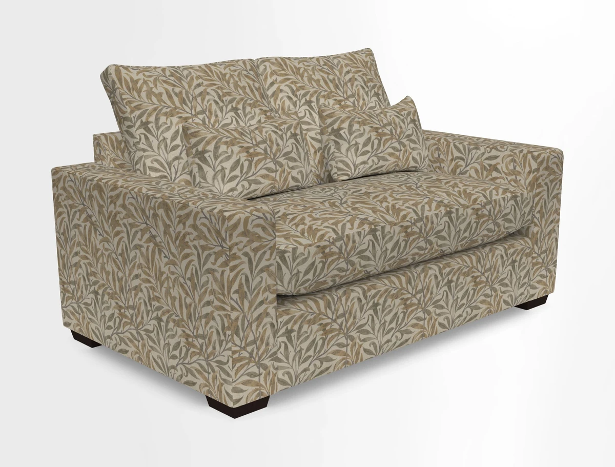 Linear 4 seater sofa in Harpers Bazaar Palette Studio Green with seat cushion in Linwood Romney Wool Forest