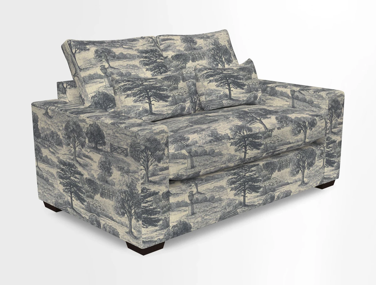 Linear 4 seater sofa in Harpers Bazaar Palette Studio Green with seat cushion in Linwood Romney Wool Forest