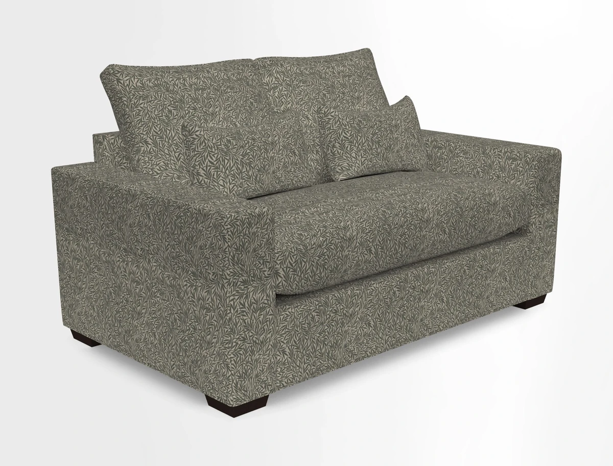 Linear 4 seater sofa in Harpers Bazaar Palette Studio Green with seat cushion in Linwood Romney Wool Forest