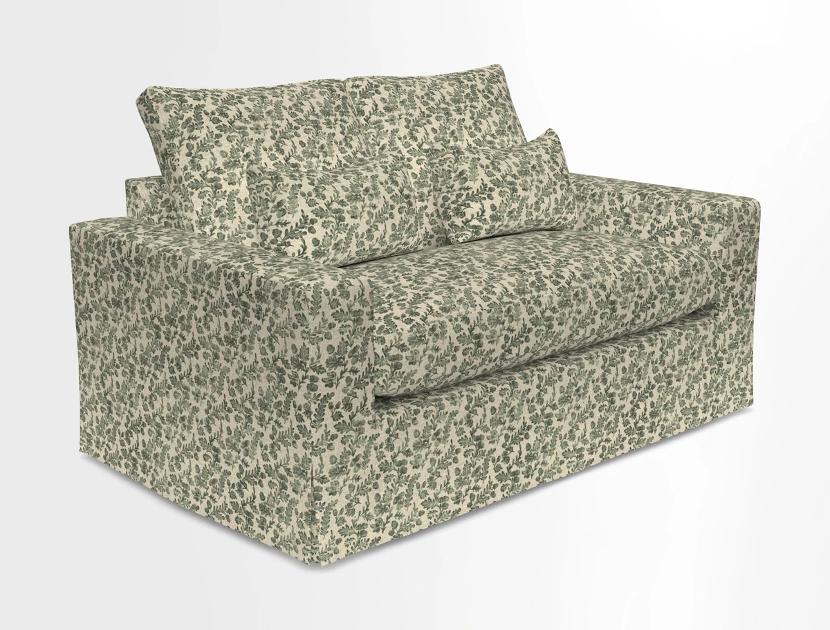 Linear 4 seater sofa in Harpers Bazaar Palette Studio Green with seat cushion in Linwood Romney Wool Forest