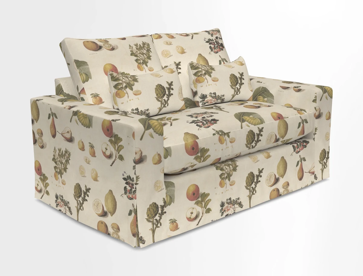 Linear 4 seater sofa in Harpers Bazaar Palette Studio Green with seat cushion in Linwood Romney Wool Forest