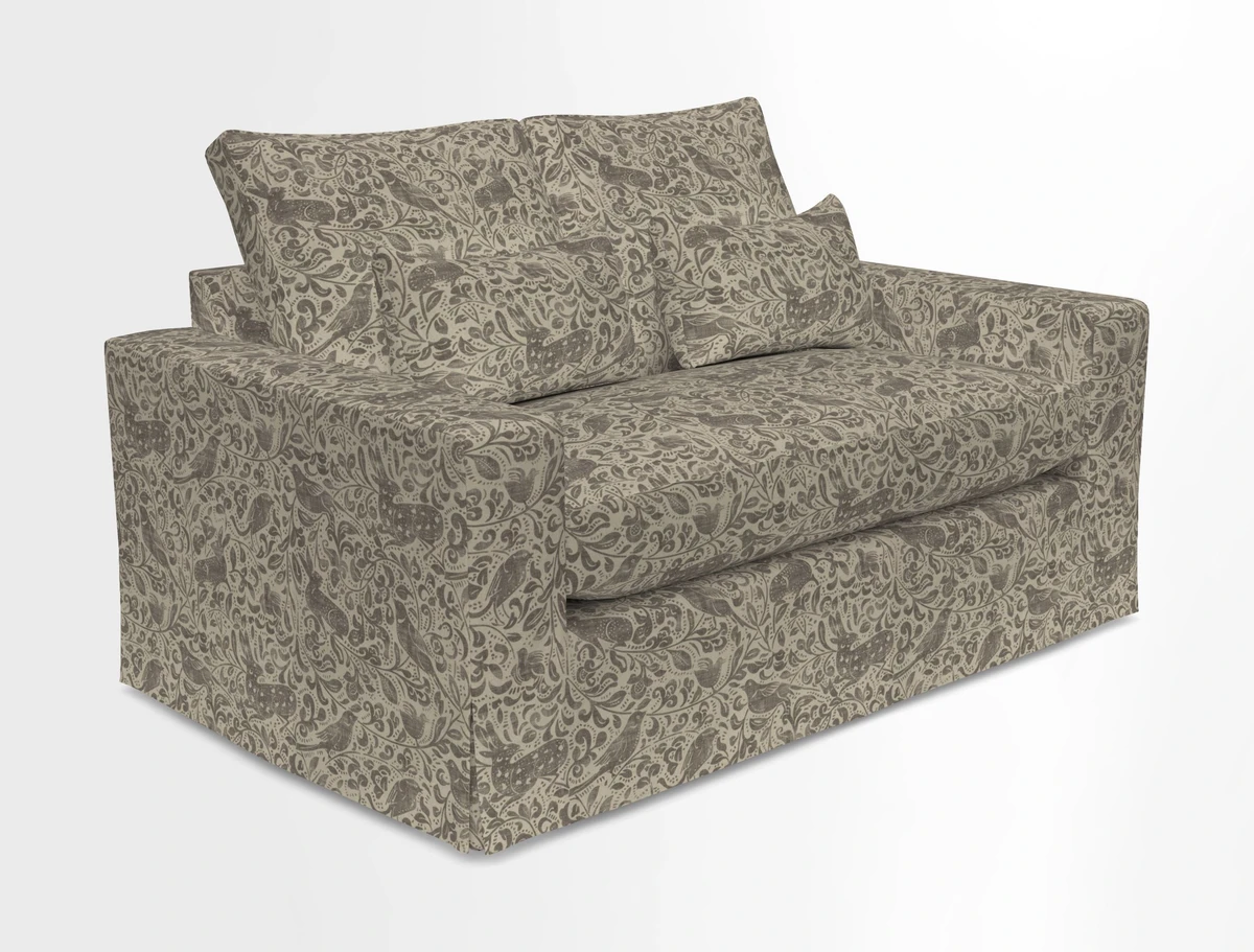 Linear 4 seater sofa in Harpers Bazaar Palette Studio Green with seat cushion in Linwood Romney Wool Forest