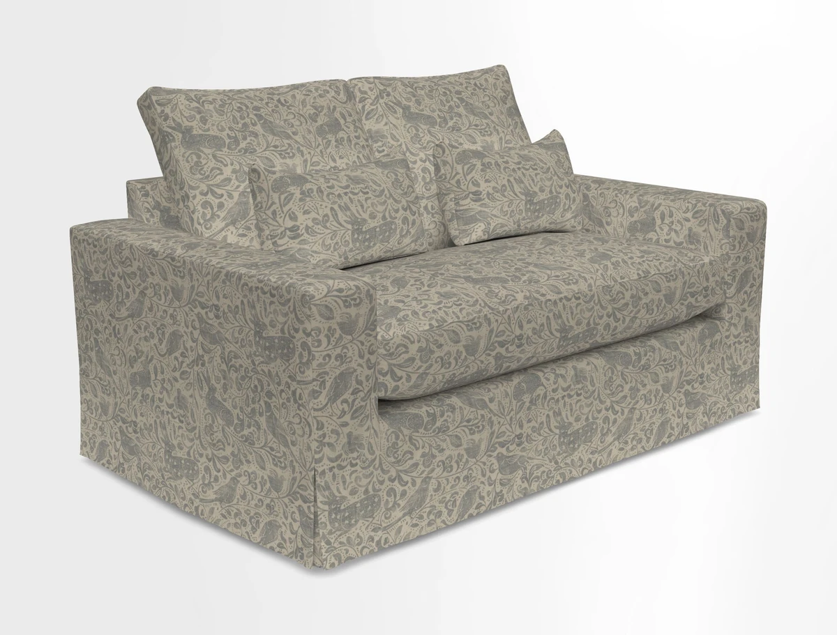 Linear 4 seater sofa in Harpers Bazaar Palette Studio Green with seat cushion in Linwood Romney Wool Forest