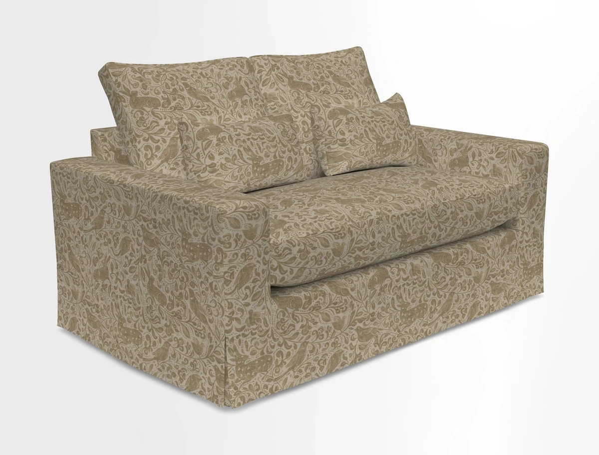 Linear 4 seater sofa in Harpers Bazaar Palette Studio Green with seat cushion in Linwood Romney Wool Forest