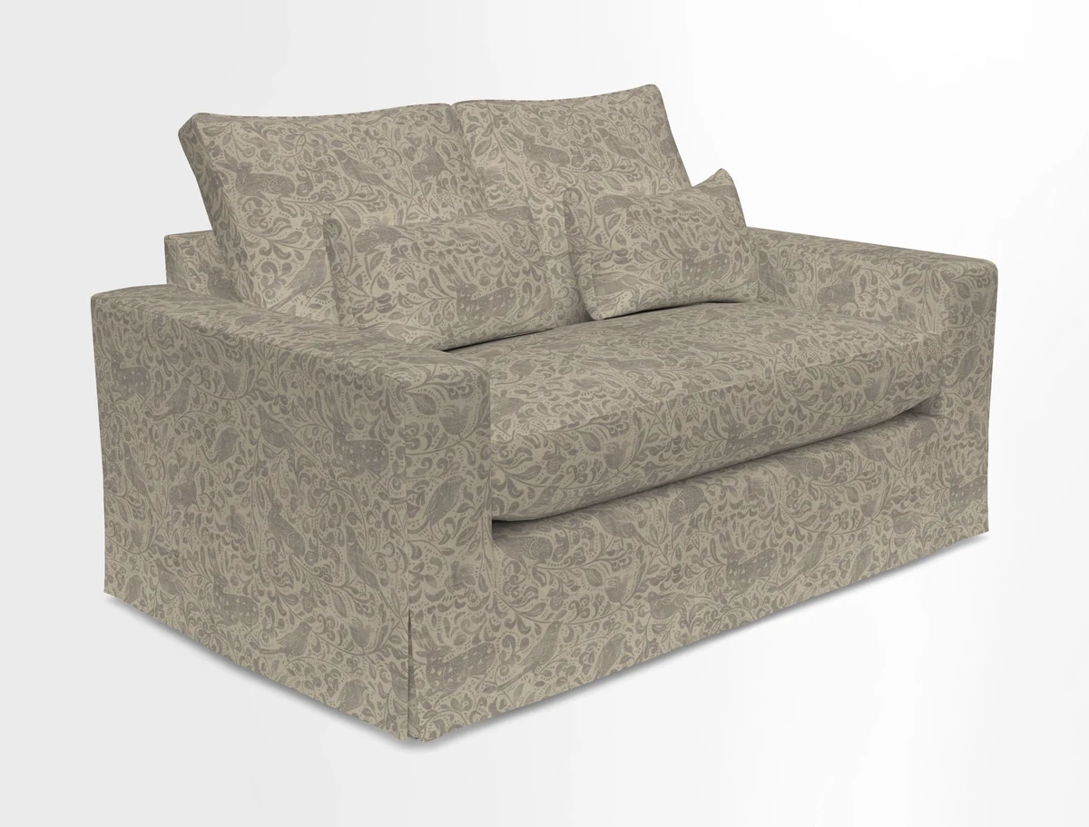 Linear 4 seater sofa in Harpers Bazaar Palette Studio Green with seat cushion in Linwood Romney Wool Forest