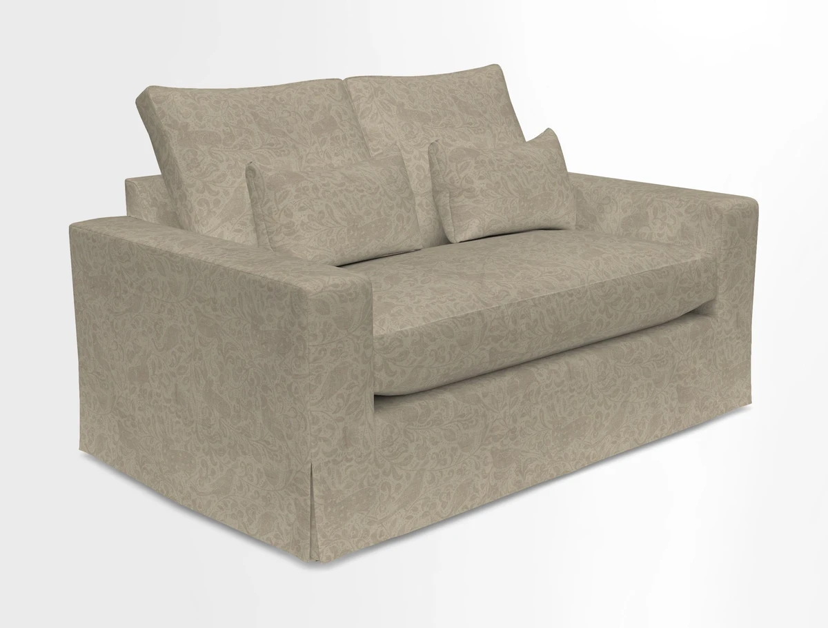 Linear 4 seater sofa in Harpers Bazaar Palette Studio Green with seat cushion in Linwood Romney Wool Forest