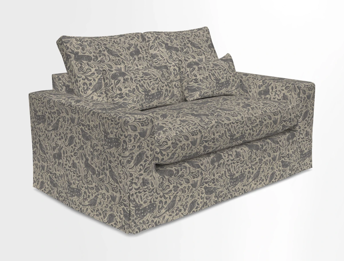 Linear 4 seater sofa in Harpers Bazaar Palette Studio Green with seat cushion in Linwood Romney Wool Forest