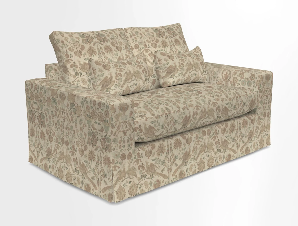 Linear 4 seater sofa in Harpers Bazaar Palette Studio Green with seat cushion in Linwood Romney Wool Forest
