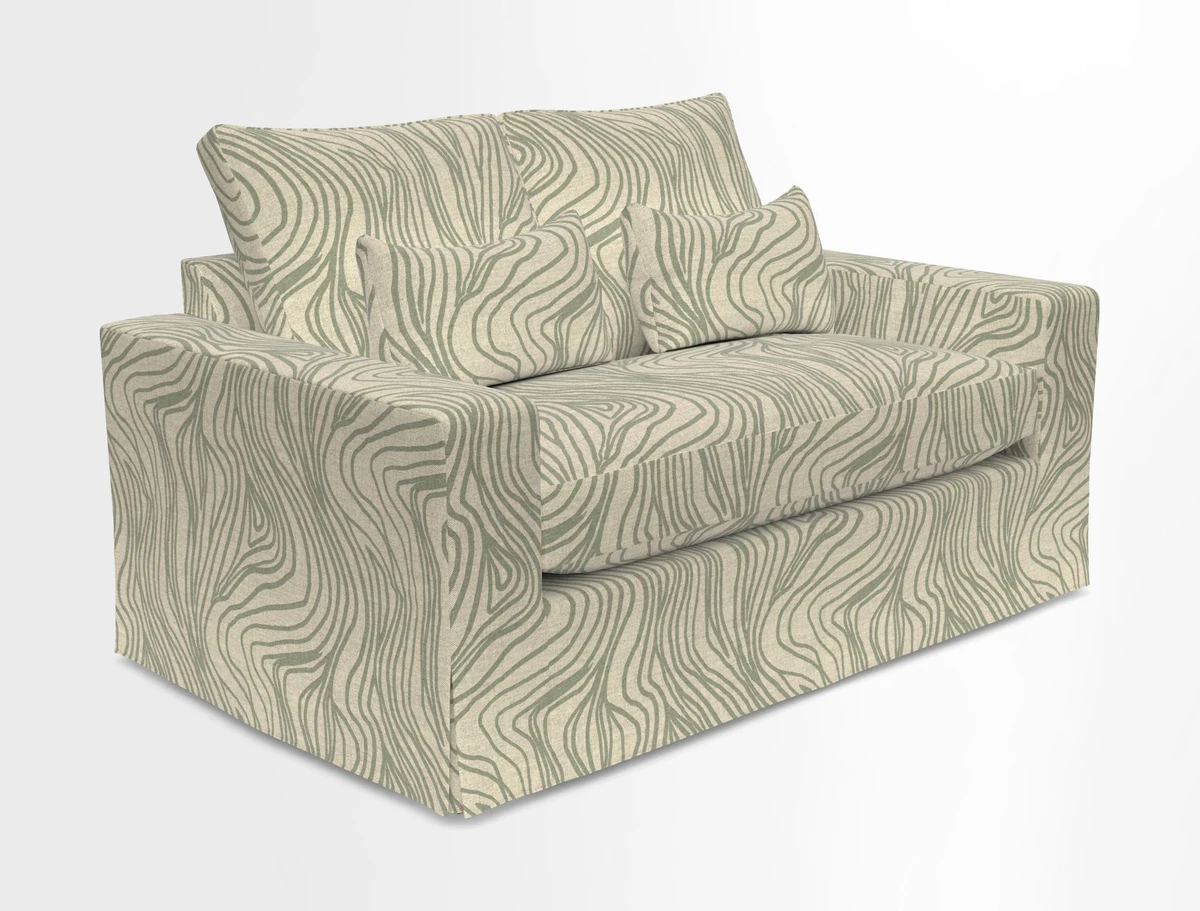 Linear 4 seater sofa in Harpers Bazaar Palette Studio Green with seat cushion in Linwood Romney Wool Forest