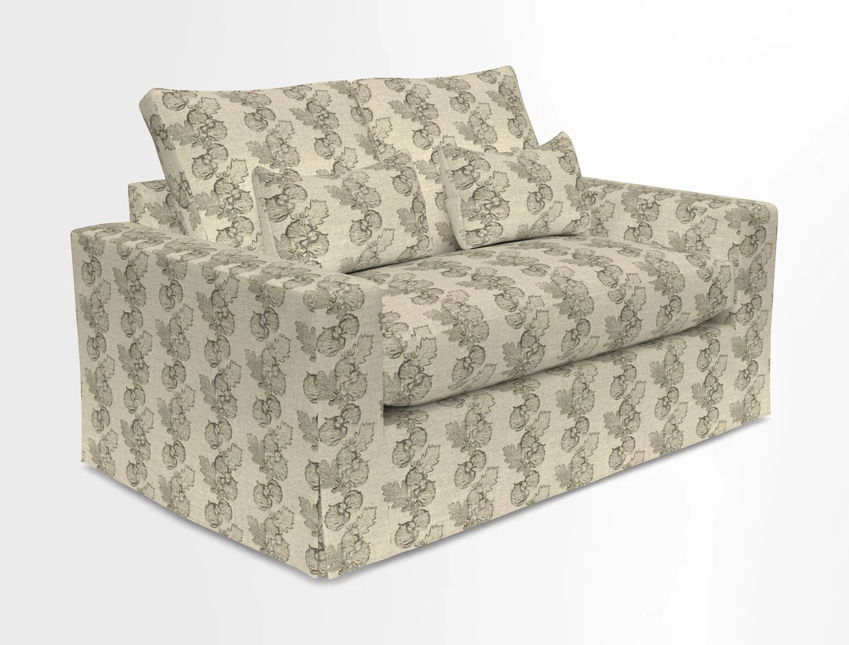 Linear 4 seater sofa in Harpers Bazaar Palette Studio Green with seat cushion in Linwood Romney Wool Forest
