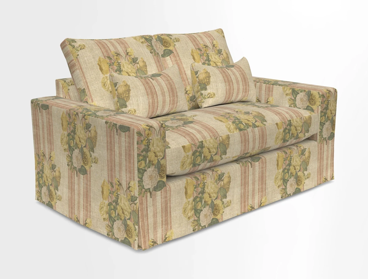 Linear 4 seater sofa in Harpers Bazaar Palette Studio Green with seat cushion in Linwood Romney Wool Forest
