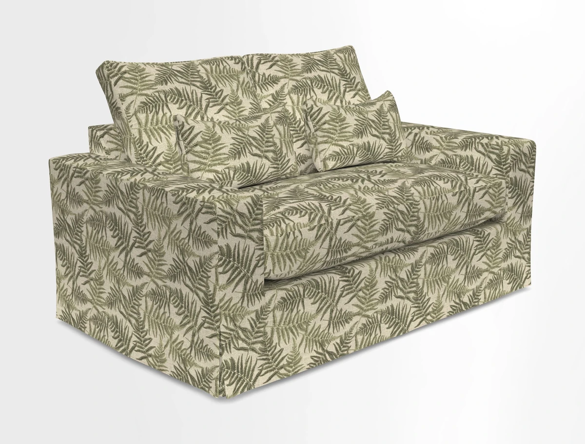 Linear 4 seater sofa in Harpers Bazaar Palette Studio Green with seat cushion in Linwood Romney Wool Forest