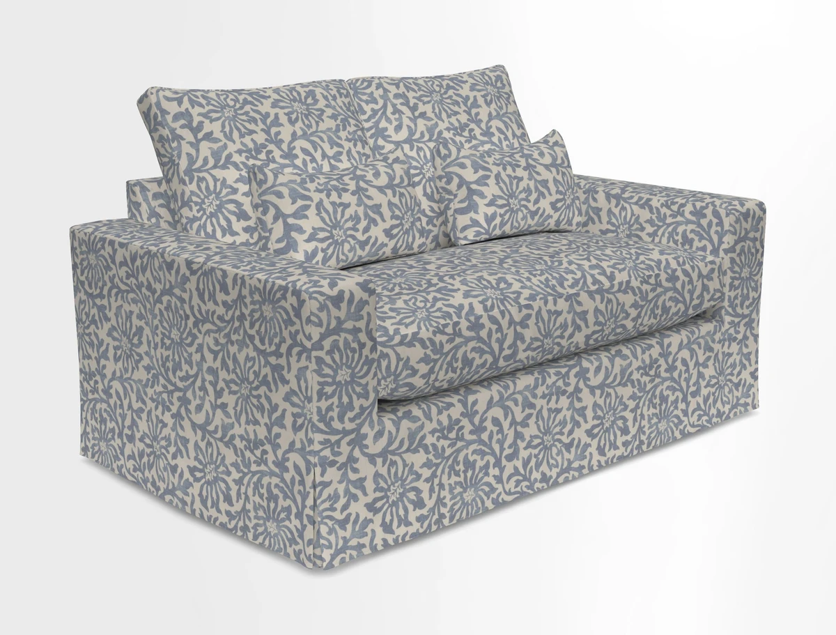 Linear 4 seater sofa in Harpers Bazaar Palette Studio Green with seat cushion in Linwood Romney Wool Forest