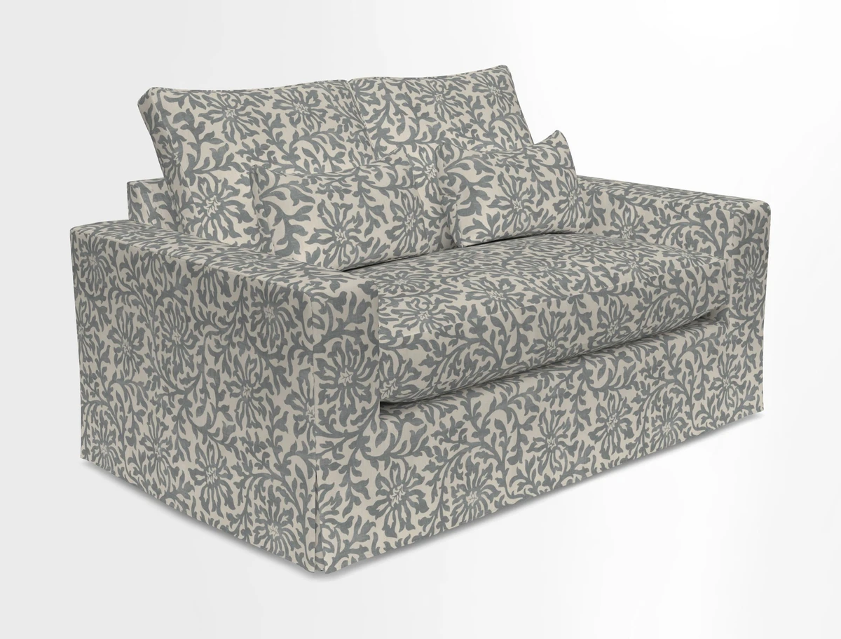 Linear 4 seater sofa in Harpers Bazaar Palette Studio Green with seat cushion in Linwood Romney Wool Forest
