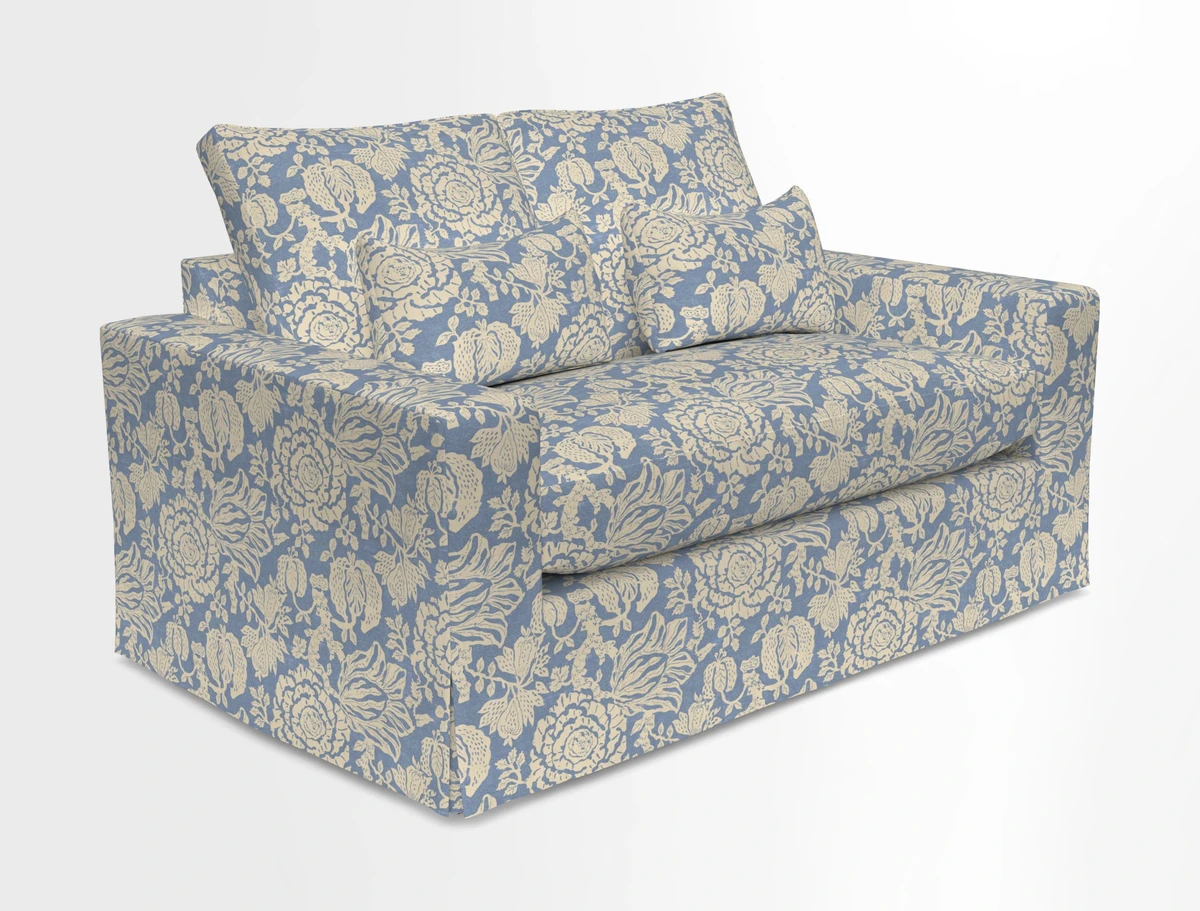 Linear 4 seater sofa in Harpers Bazaar Palette Studio Green with seat cushion in Linwood Romney Wool Forest