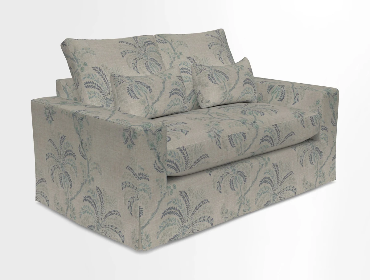 Linear 4 seater sofa in Harpers Bazaar Palette Studio Green with seat cushion in Linwood Romney Wool Forest