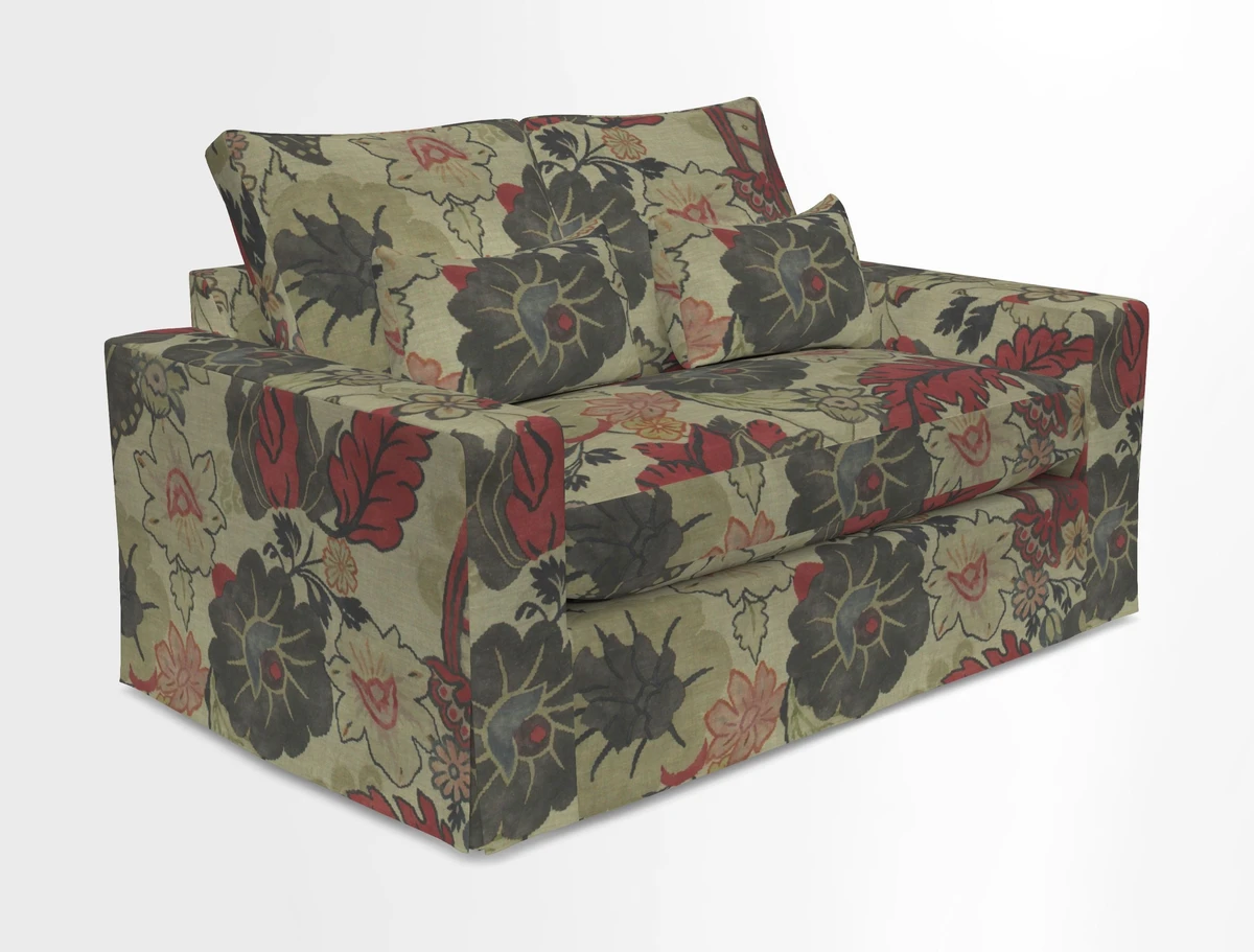 Linear 4 seater sofa in Harpers Bazaar Palette Studio Green with seat cushion in Linwood Romney Wool Forest