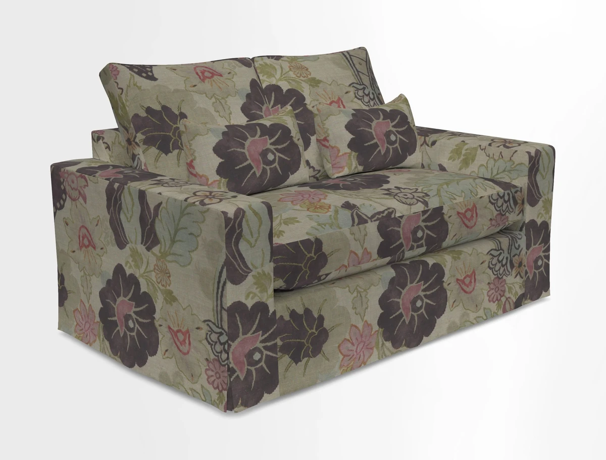 Linear 4 seater sofa in Harpers Bazaar Palette Studio Green with seat cushion in Linwood Romney Wool Forest