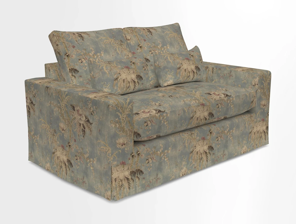 Linear 4 seater sofa in Harpers Bazaar Palette Studio Green with seat cushion in Linwood Romney Wool Forest