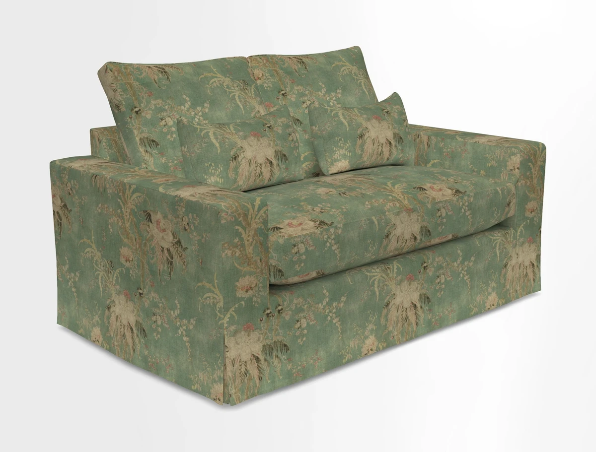 Linear 4 seater sofa in Harpers Bazaar Palette Studio Green with seat cushion in Linwood Romney Wool Forest