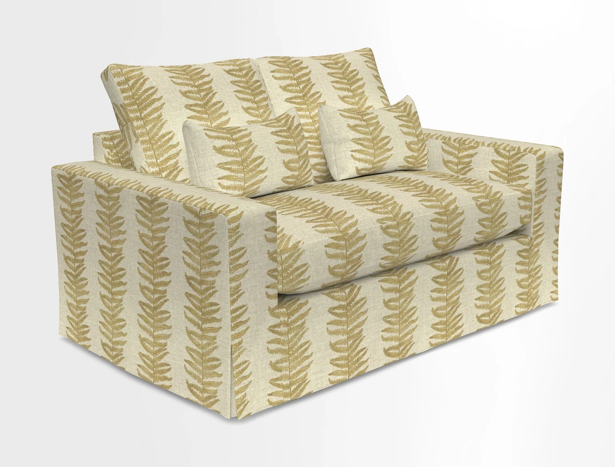 Linear 4 seater sofa in Harpers Bazaar Palette Studio Green with seat cushion in Linwood Romney Wool Forest