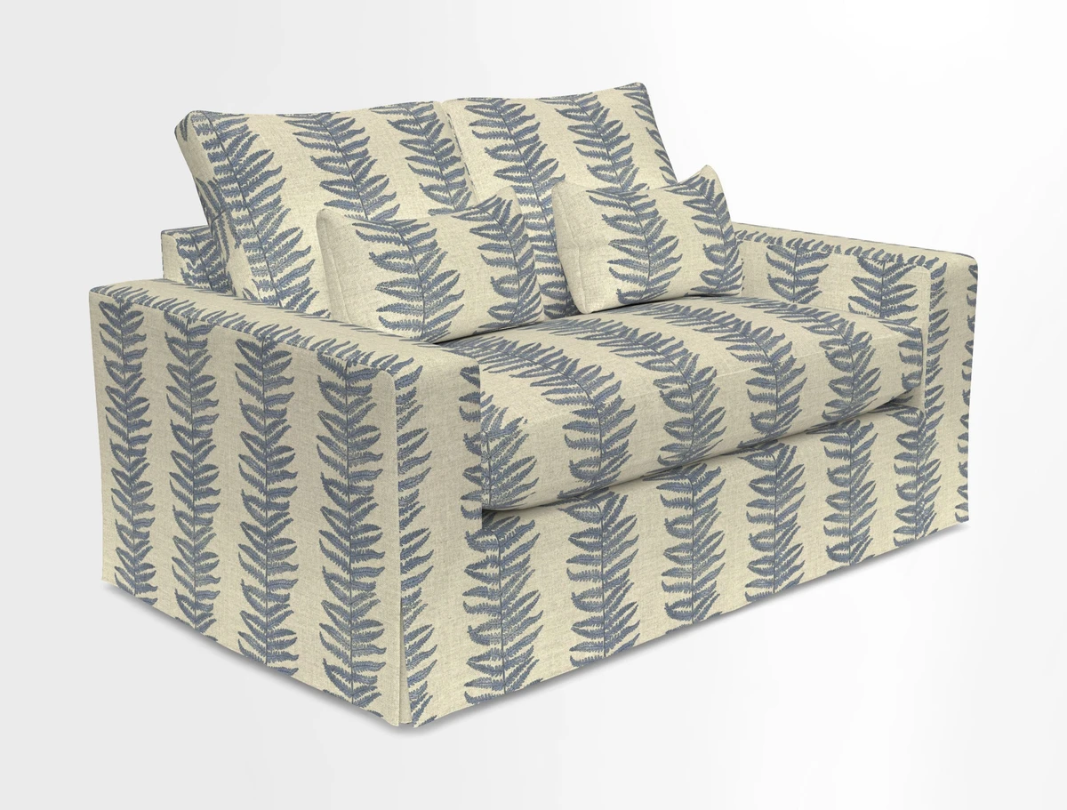 Linear 4 seater sofa in Harpers Bazaar Palette Studio Green with seat cushion in Linwood Romney Wool Forest