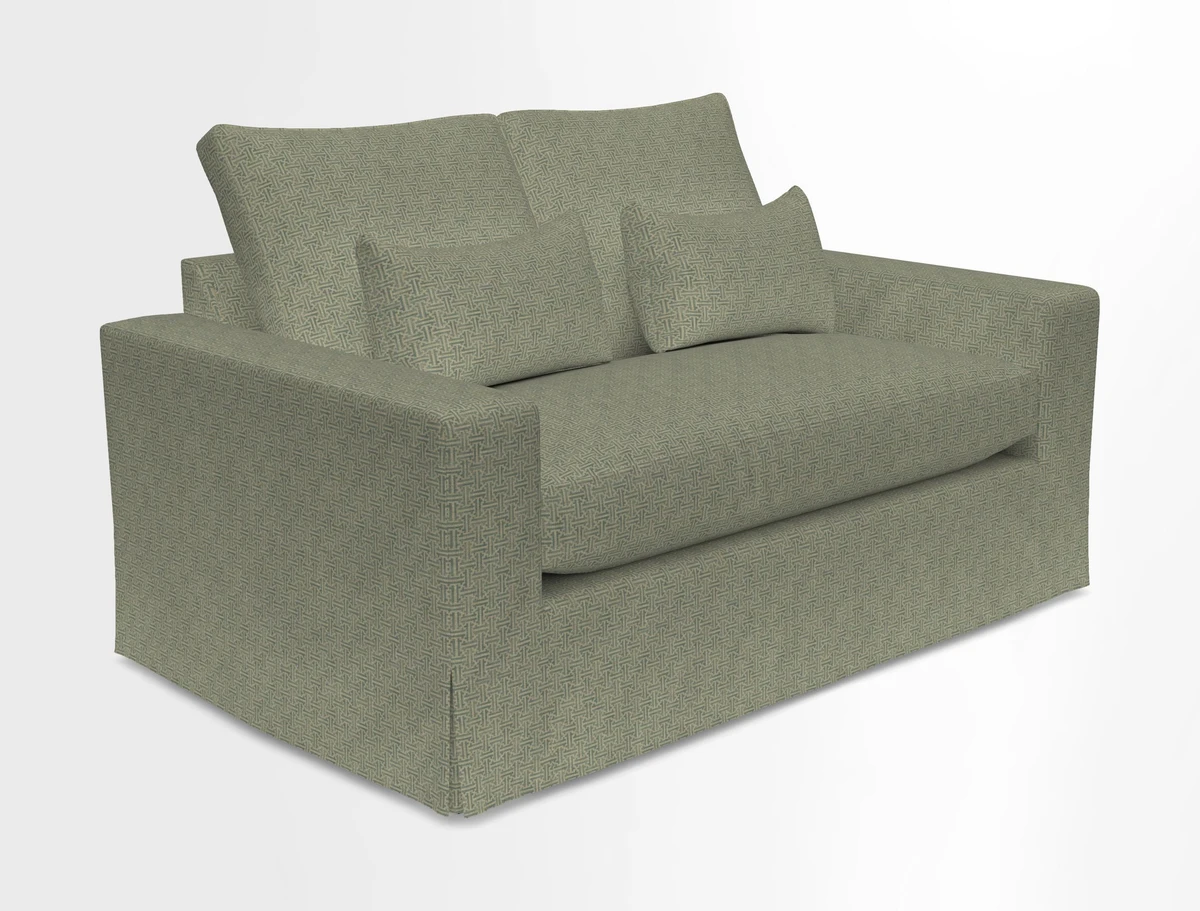 Linear 4 seater sofa in Harpers Bazaar Palette Studio Green with seat cushion in Linwood Romney Wool Forest