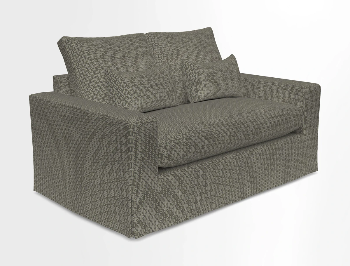 Linear 4 seater sofa in Harpers Bazaar Palette Studio Green with seat cushion in Linwood Romney Wool Forest