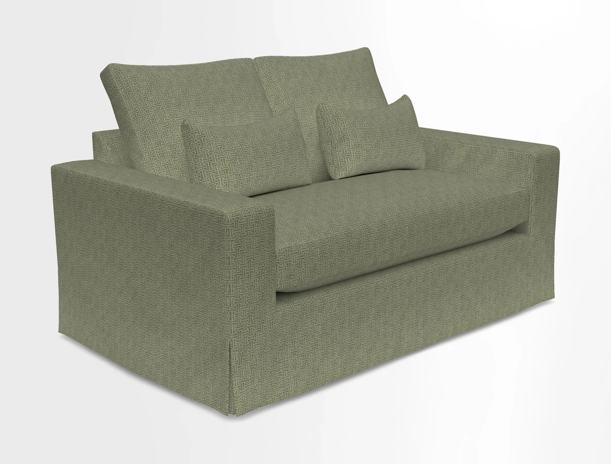 Linear 4 seater sofa in Harpers Bazaar Palette Studio Green with seat cushion in Linwood Romney Wool Forest