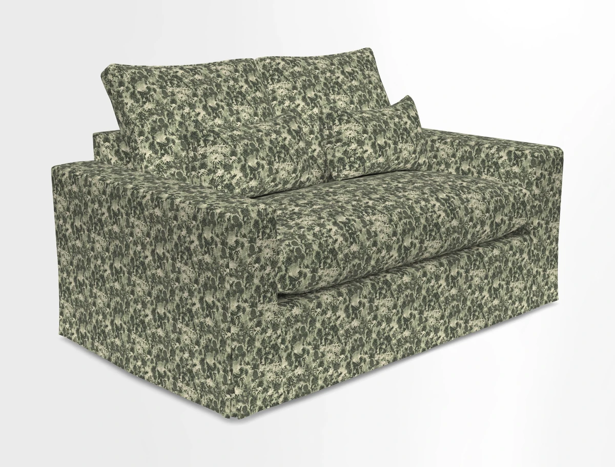 Linear 4 seater sofa in Harpers Bazaar Palette Studio Green with seat cushion in Linwood Romney Wool Forest